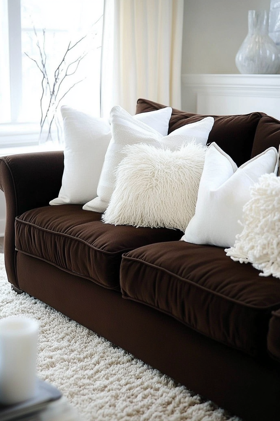 chocolate brown couch living room ideas