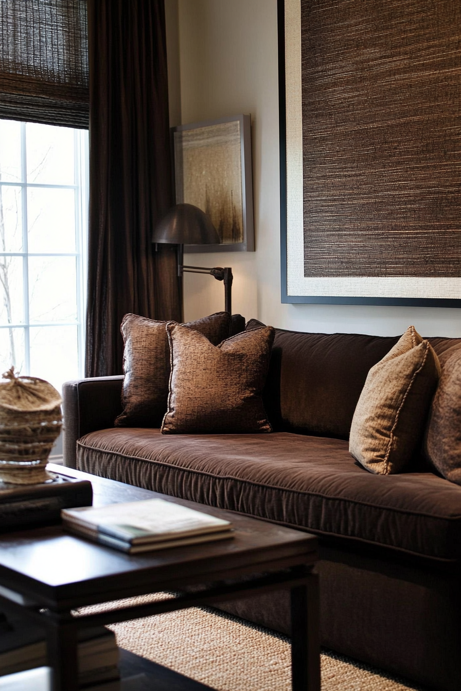 chocolate brown couch living room ideas