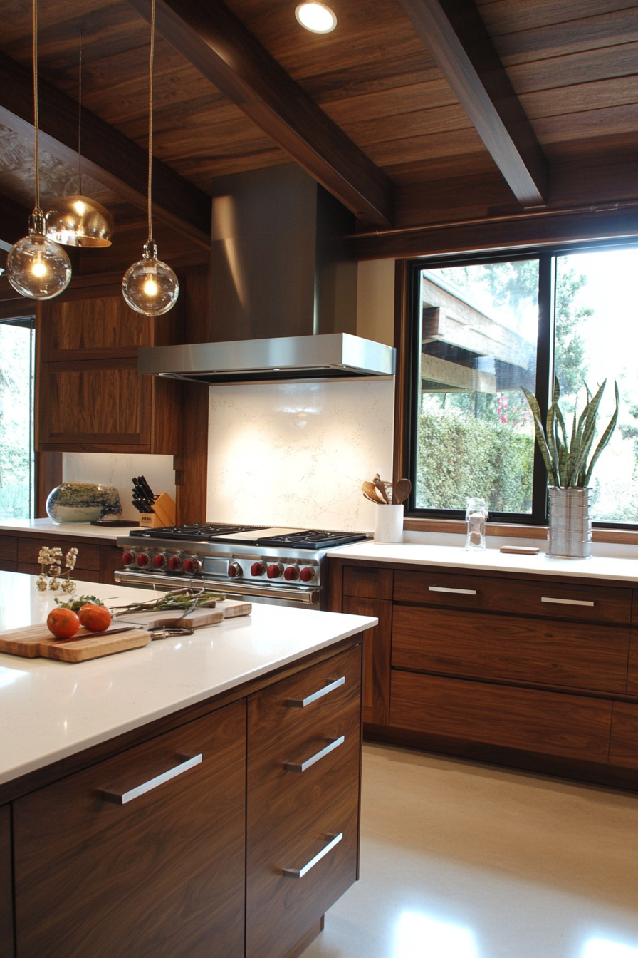 brown cabinets white counter