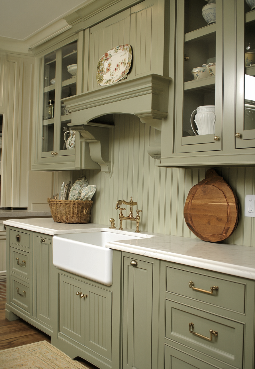 brown cabinets white counter