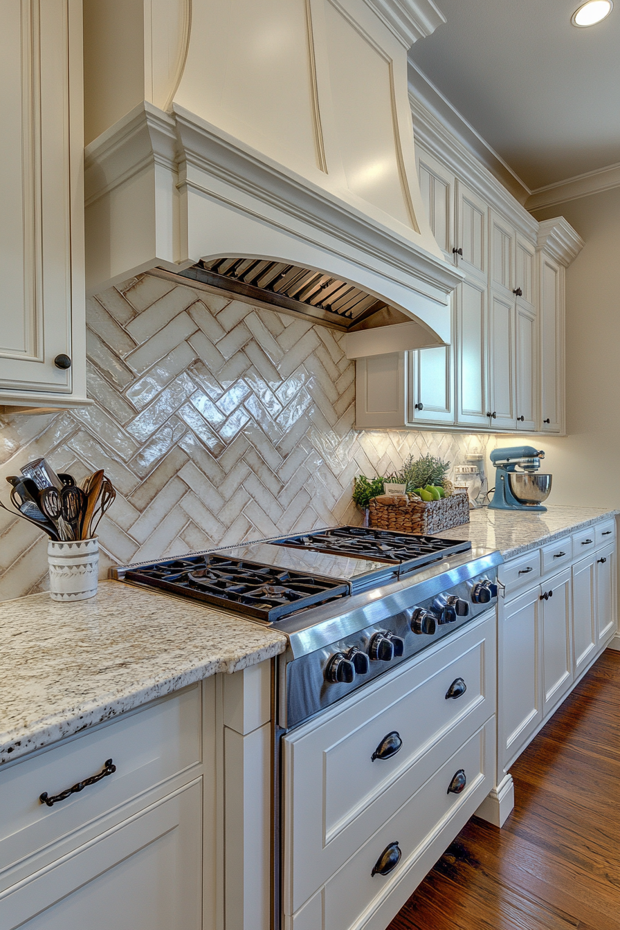 kitchen backsplash with white cabinets
