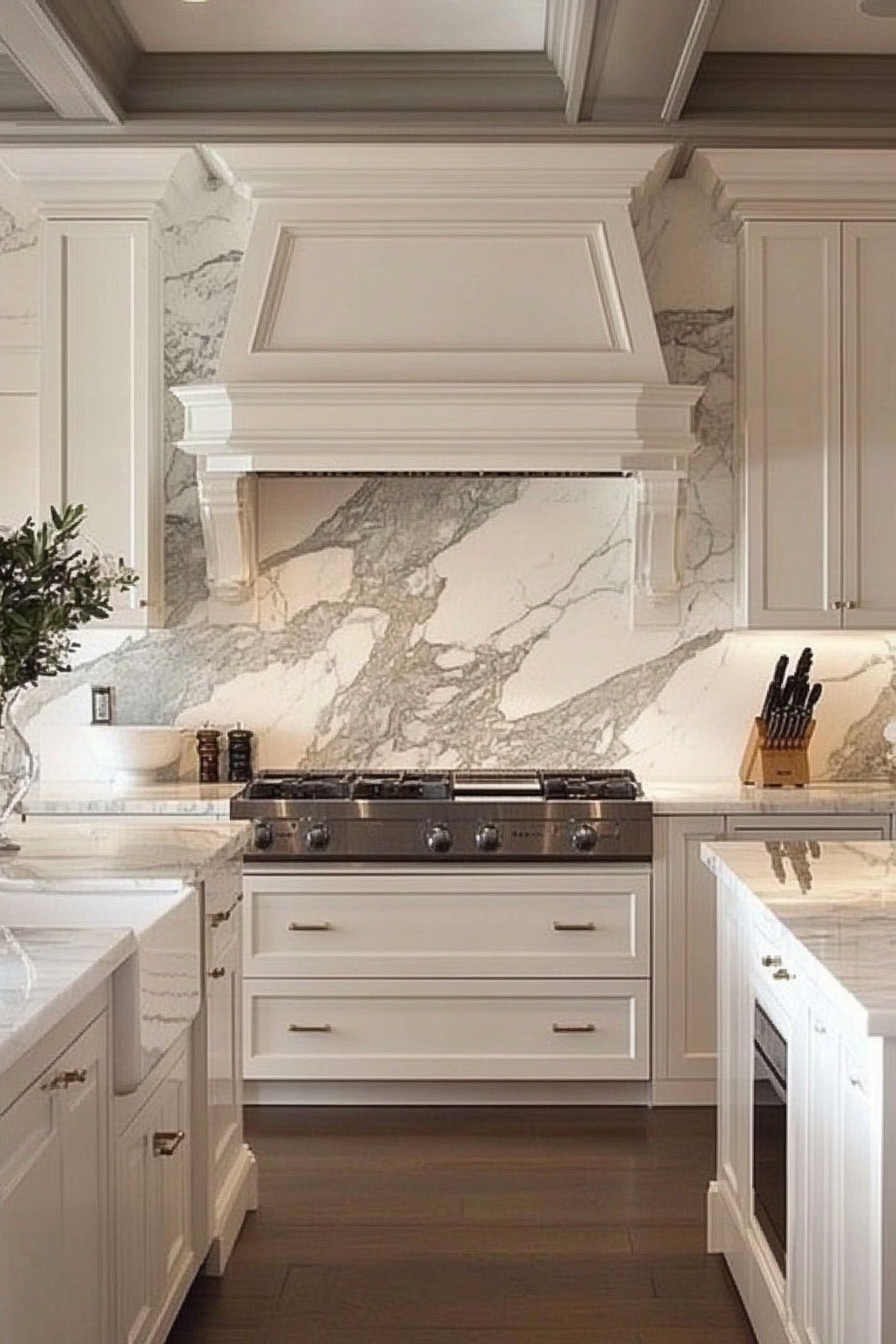 kitchen backsplash with white cabinets