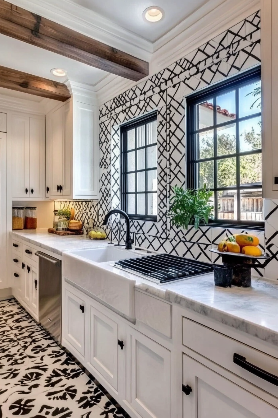 kitchen backsplash with white cabinets