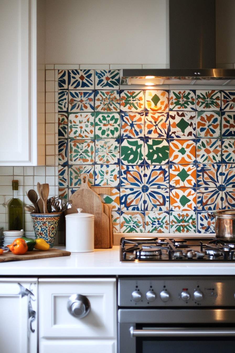 kitchen backsplash with white cabinets