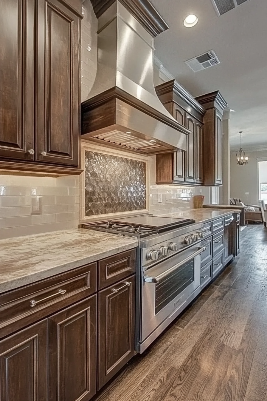 brown cabinets white counter