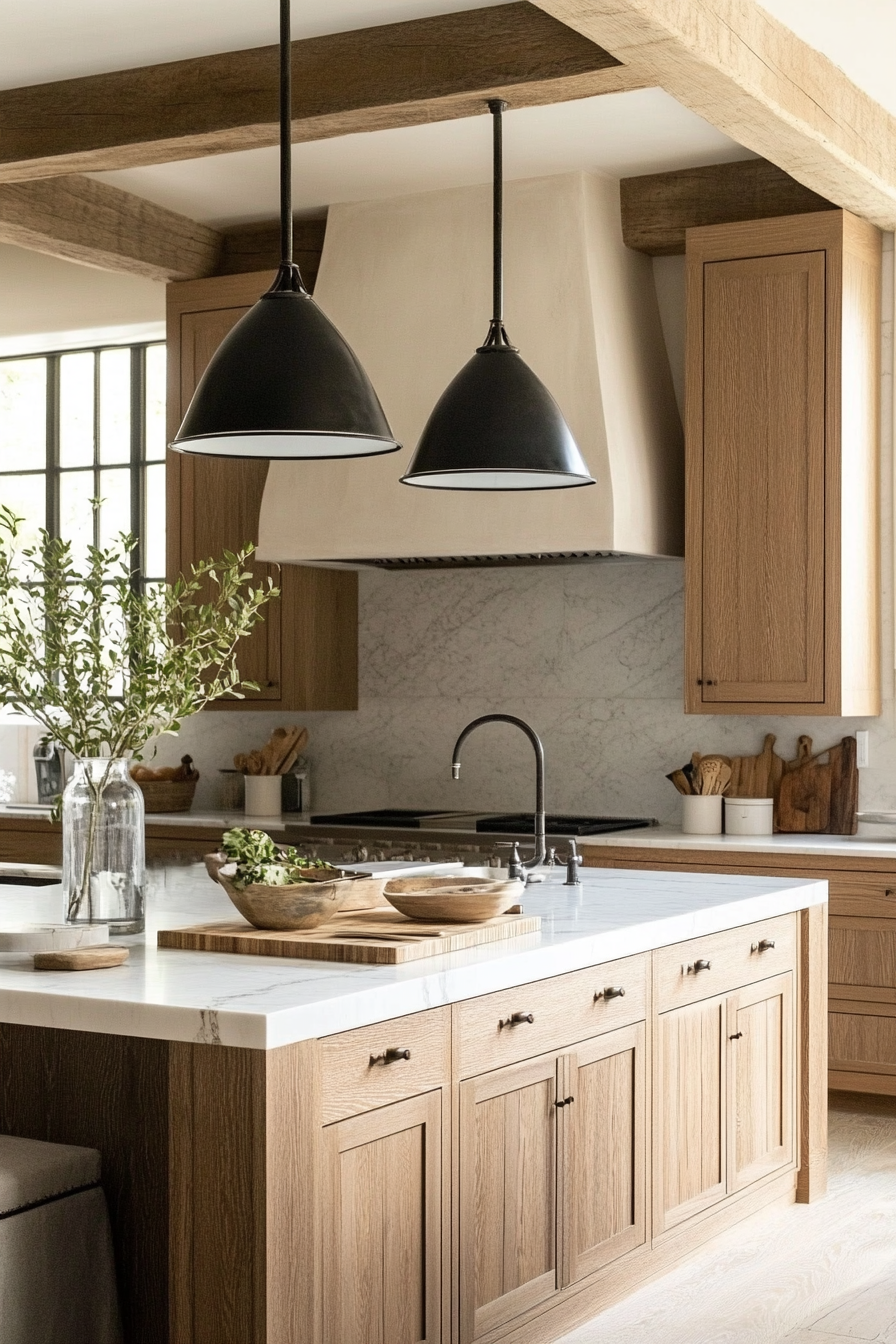 brown cabinets white counter