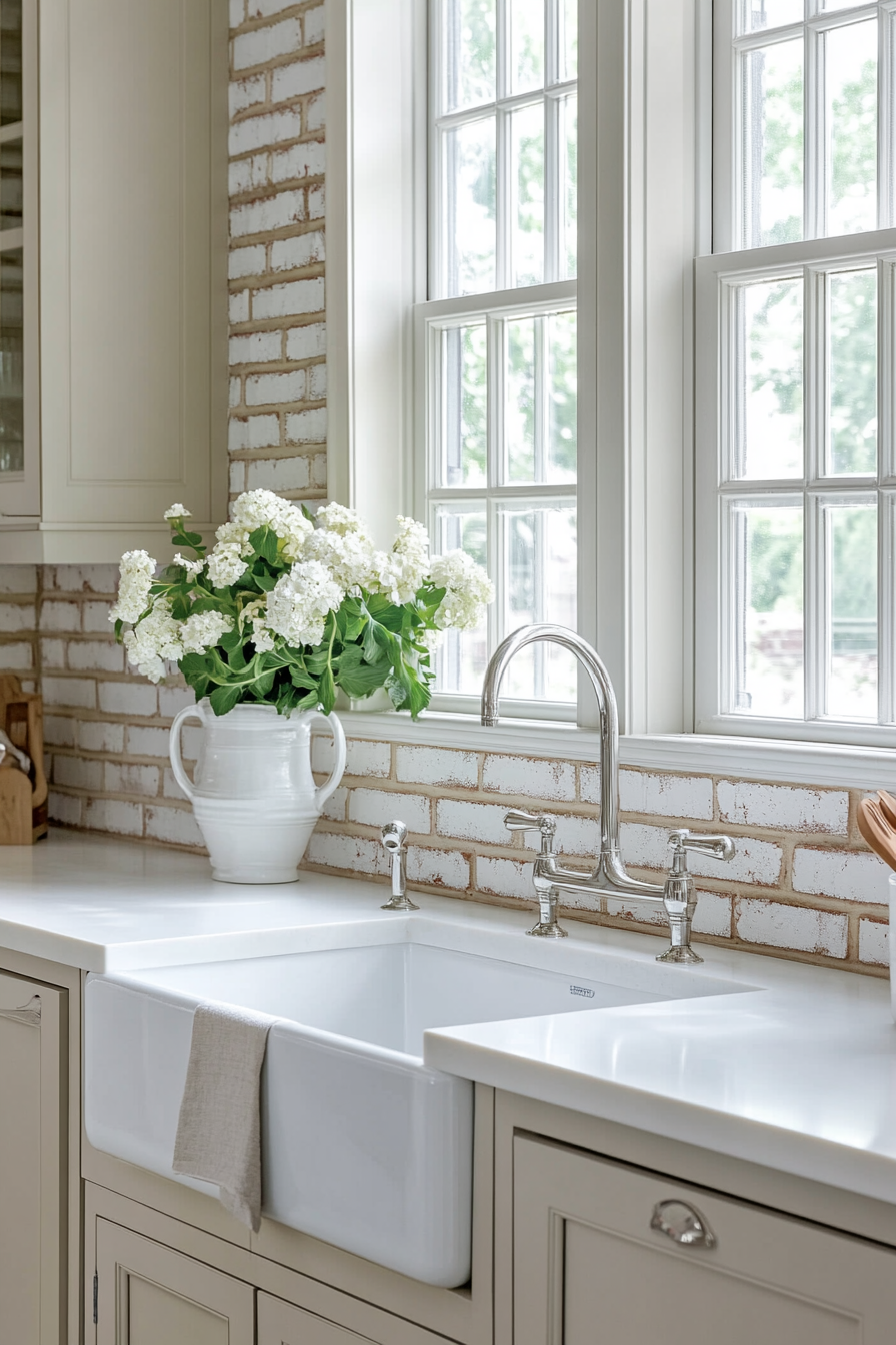 kitchen backsplash with white cabinets