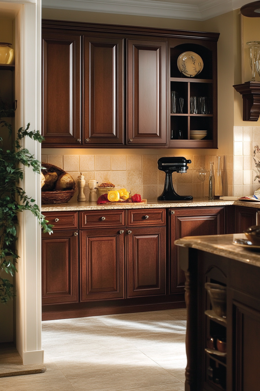 dark wood kitchen cabinets