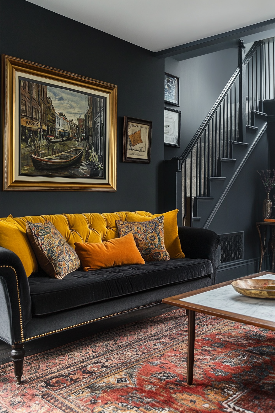 black-sofa-living-room-decor