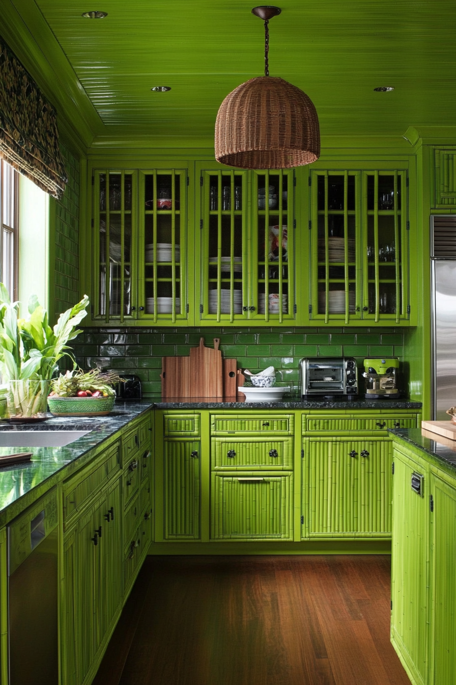 green-kitchen-cabinets