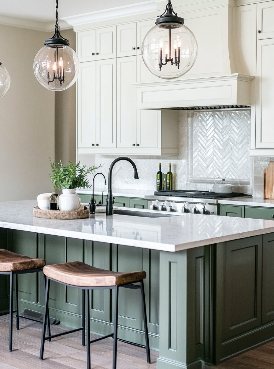 green-kitchen-cabinets