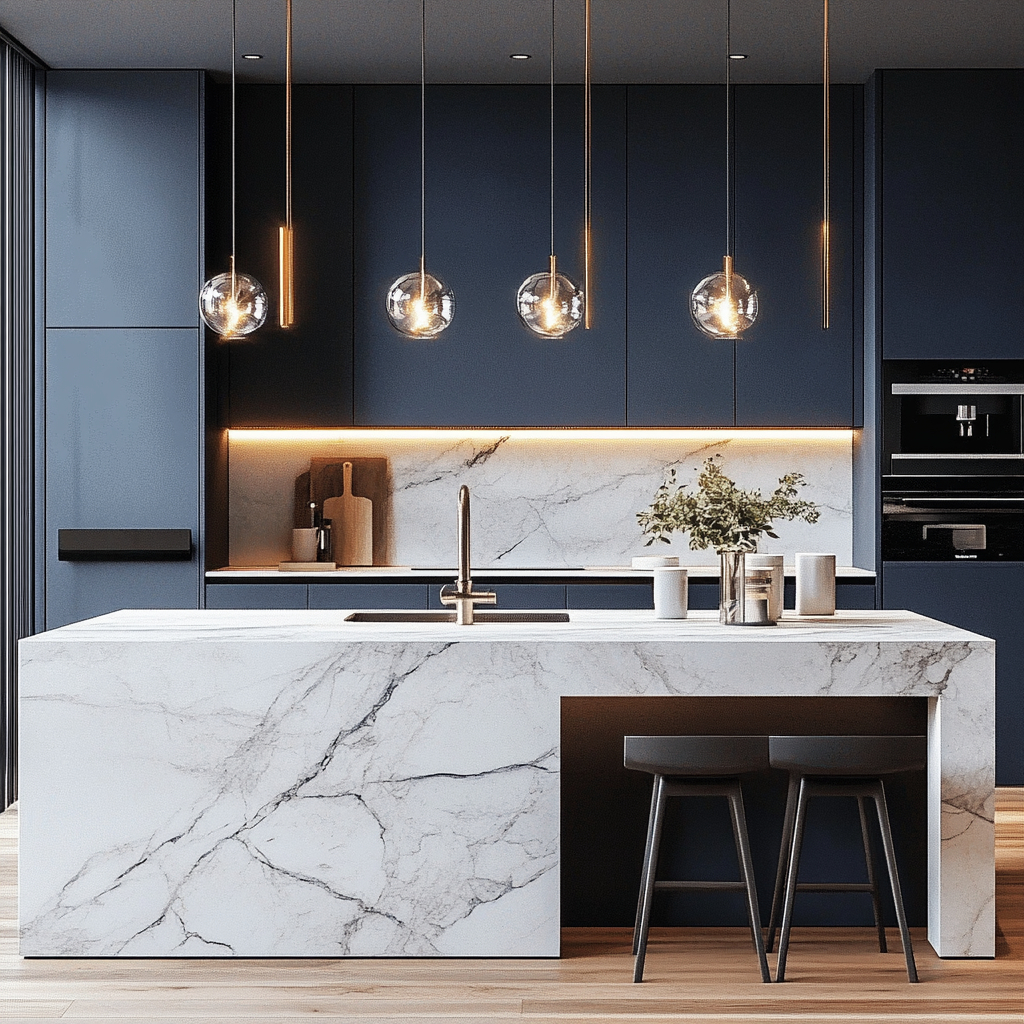 navy blue kitchen cabinets