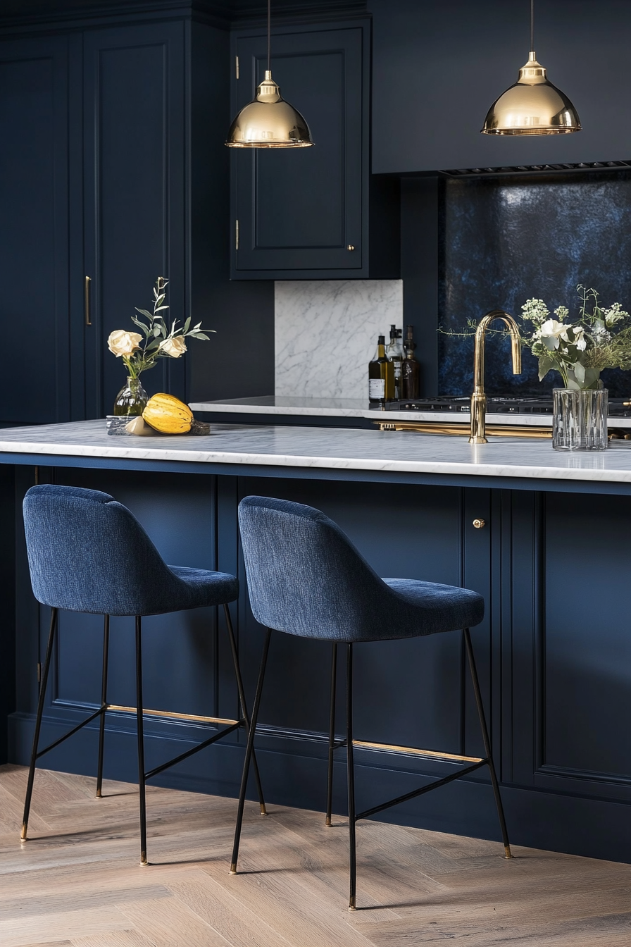  navy blue kitchen cabinets