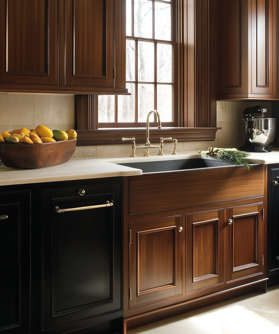 dark wood kitchen cabinets