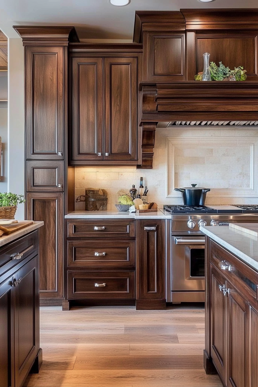 dark wood kitchen cabinets