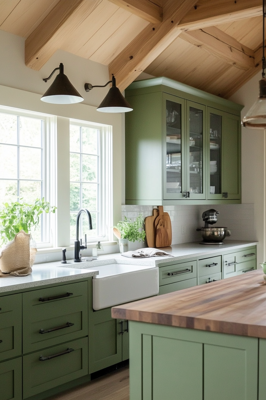 green-kitchen-cabinets