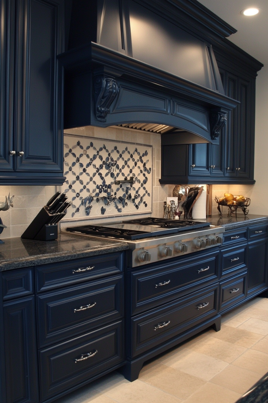  navy blue kitchen cabinets
