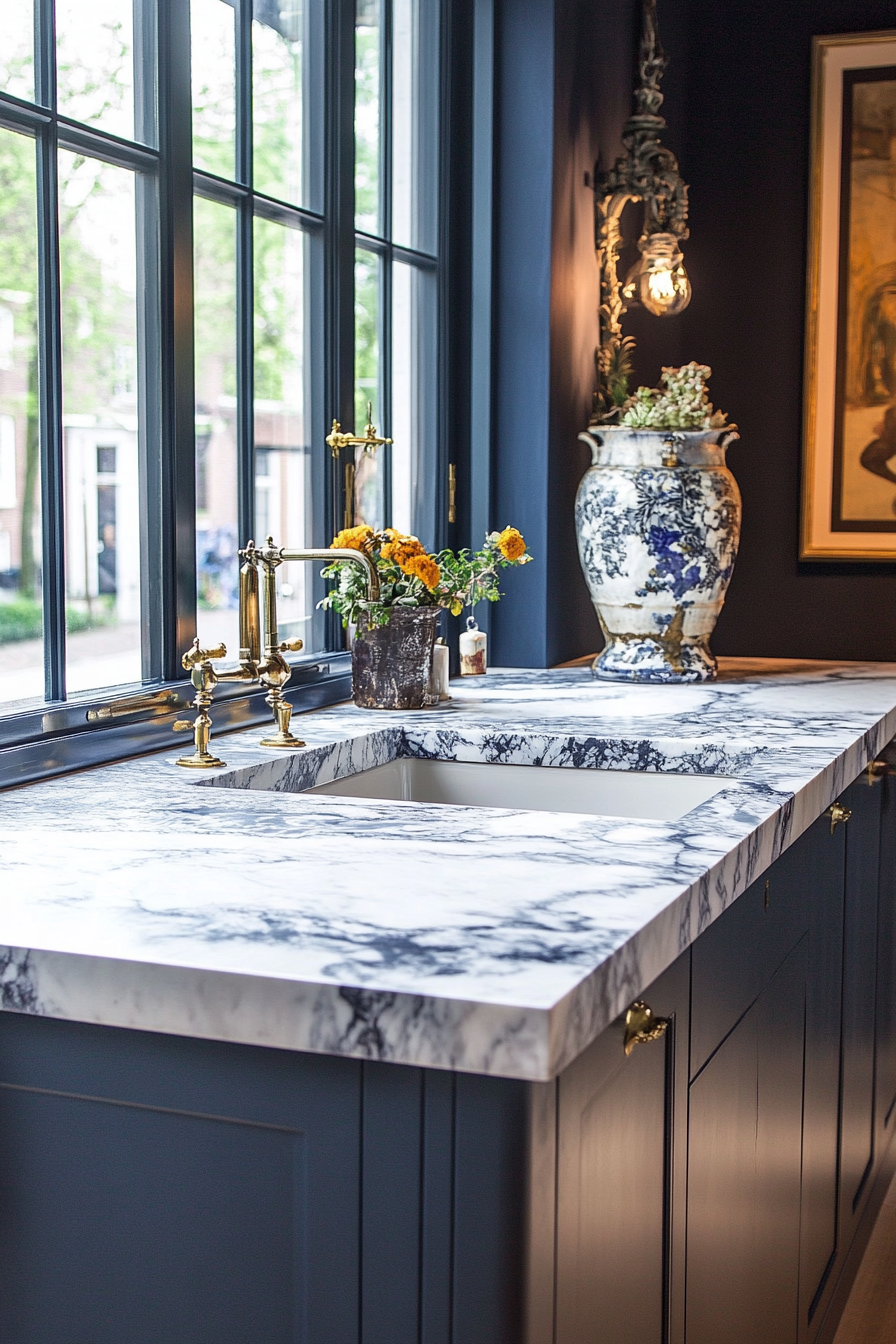  navy blue kitchen cabinets