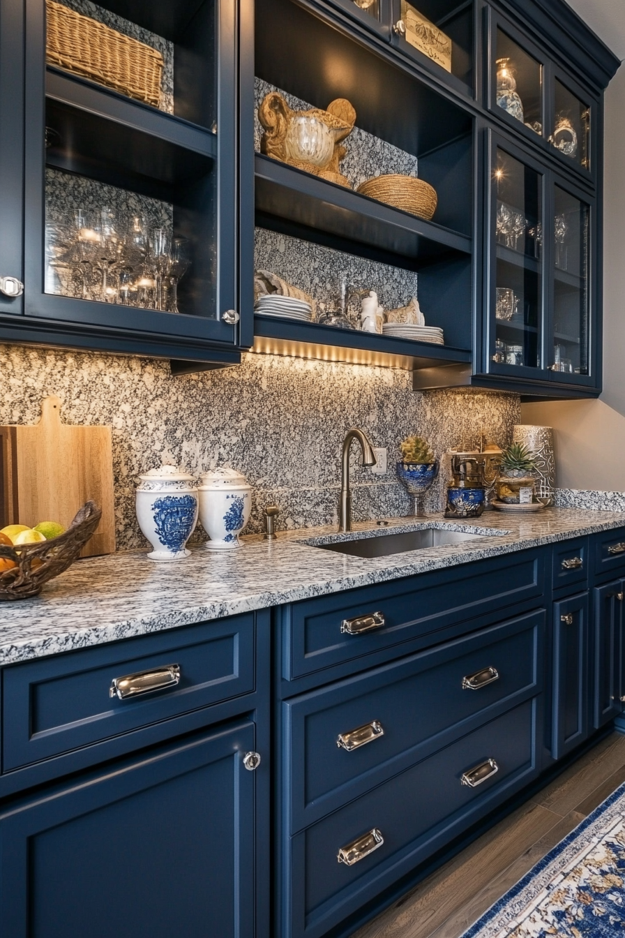  navy blue kitchen cabinets