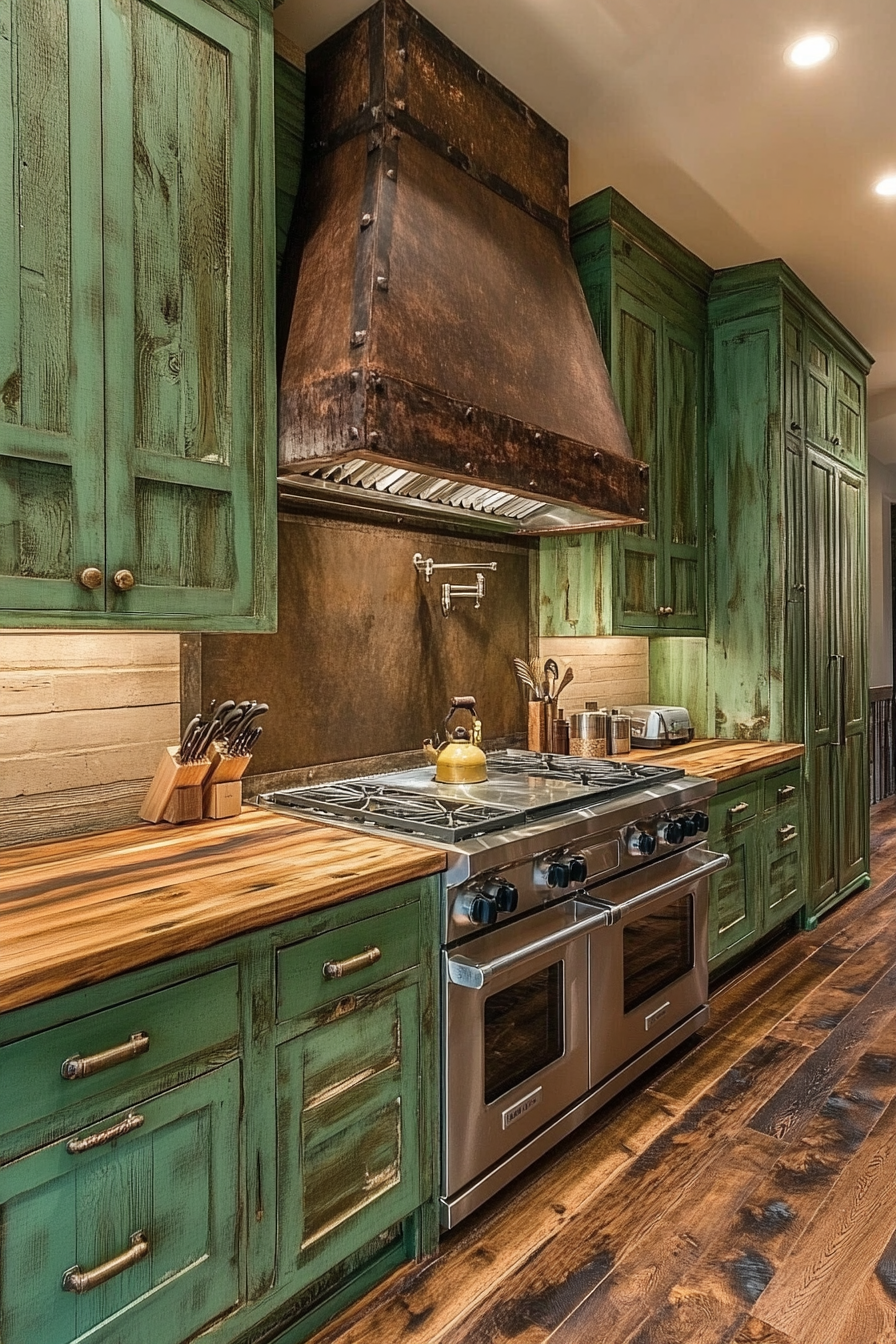 green-kitchen-cabinets