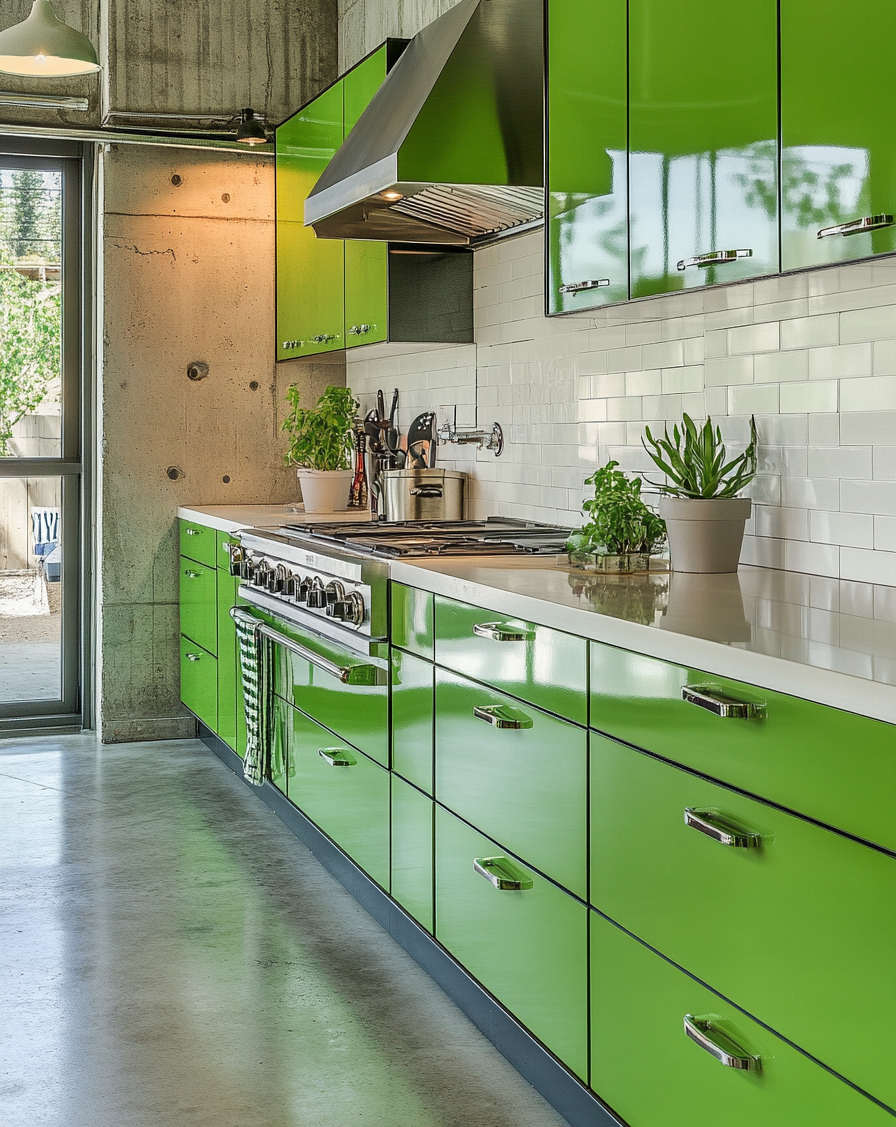 green-kitchen-cabinets