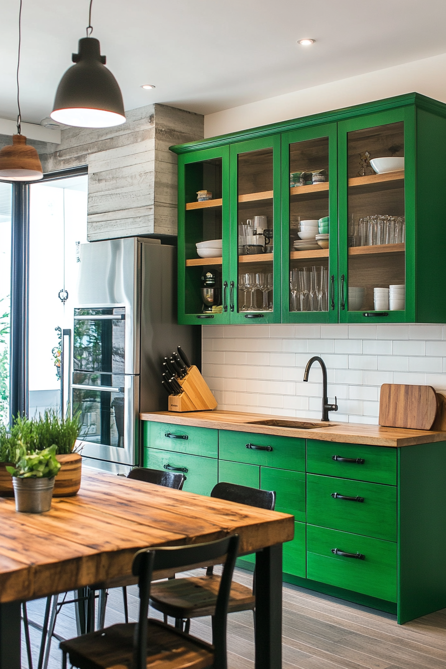 green-kitchen-cabinets