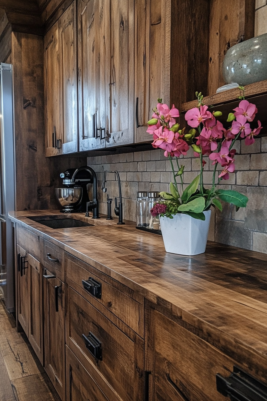 dark wood kitchen cabinets
