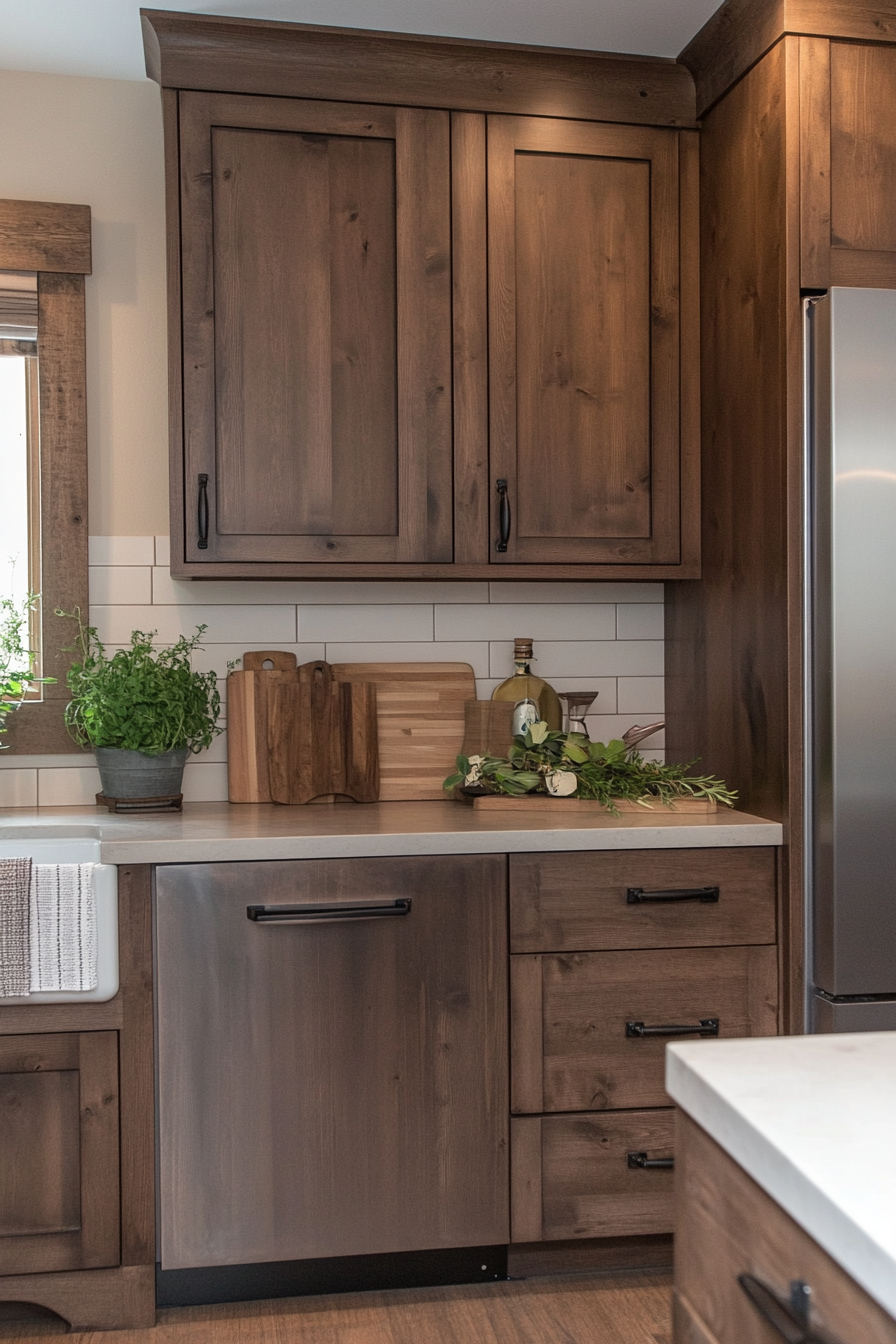dark wood kitchen cabinets
