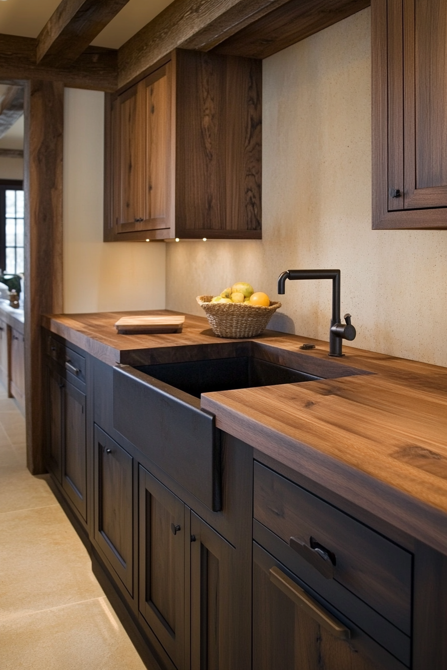 dark wood kitchen cabinets