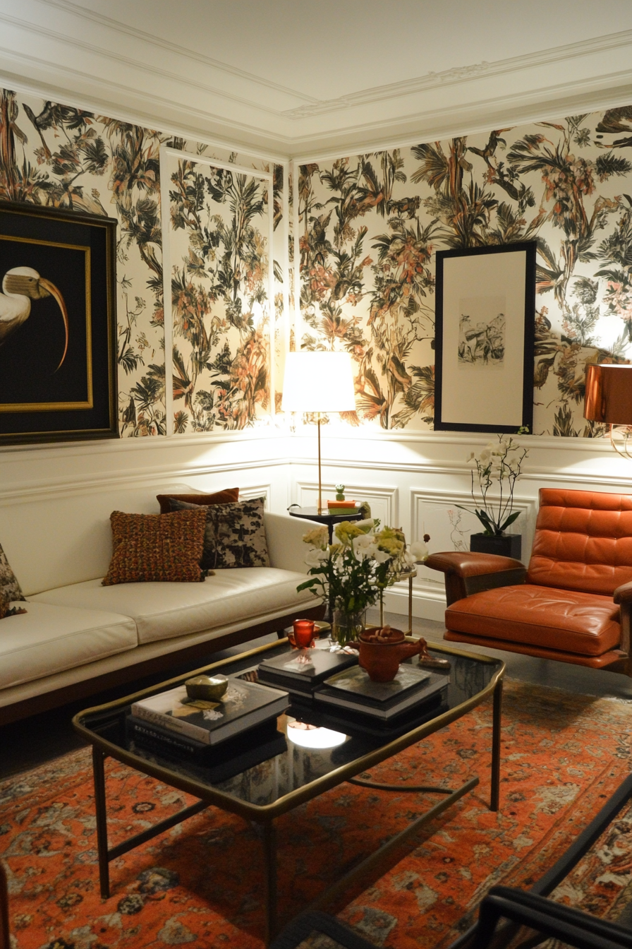 moody vintage living room