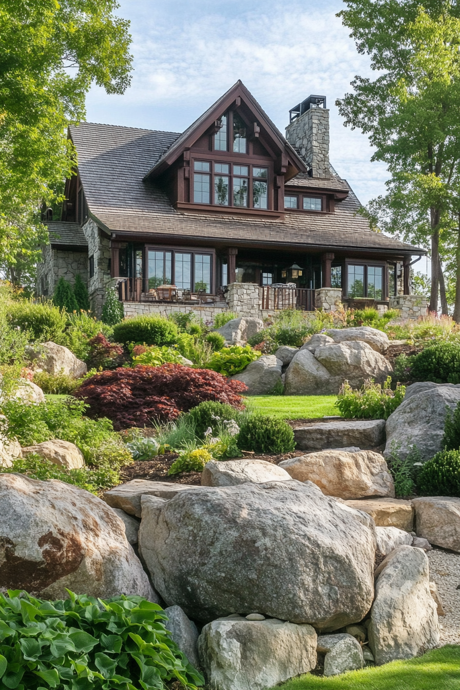 Front-yard-rock-landscaping-idea