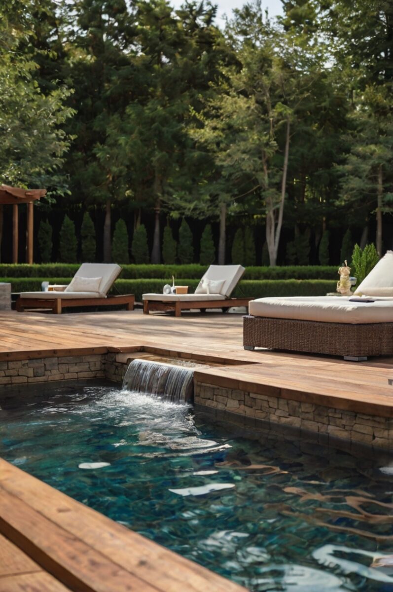 Attached hot tub or spa feature in a semi-inground pool