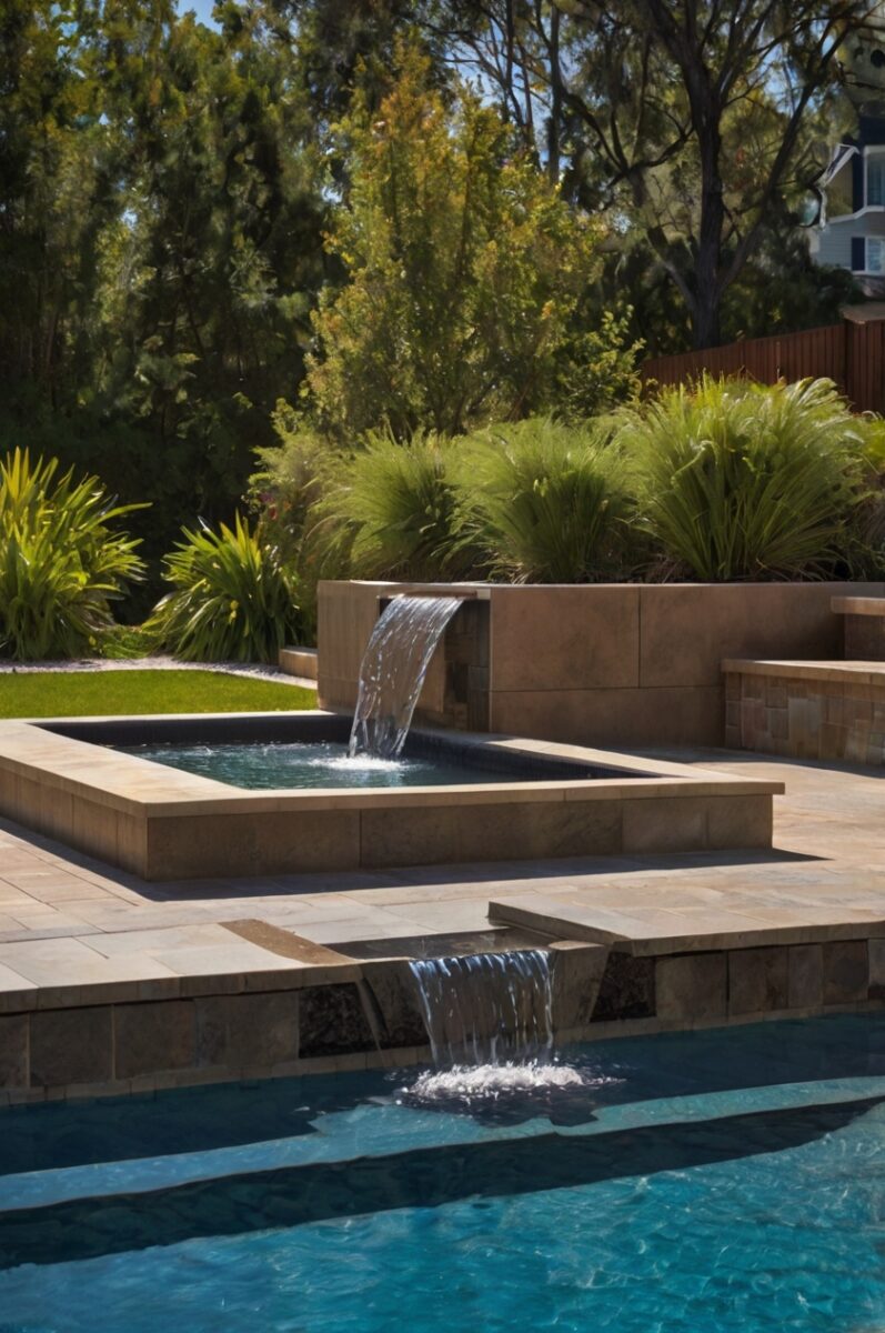Creative Water Features in semi inground pool