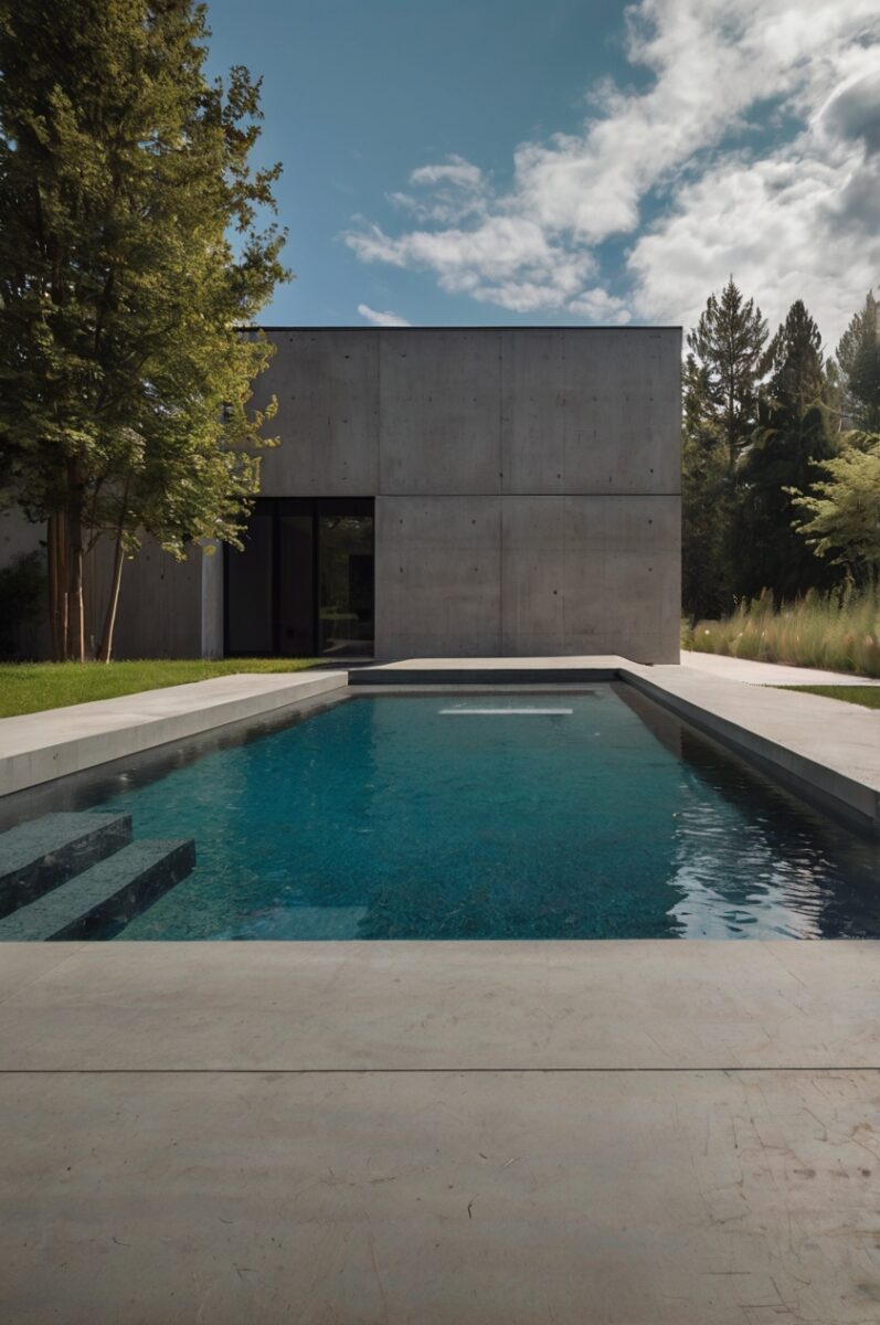 Modern Concrete Minimalism semi-inground pool