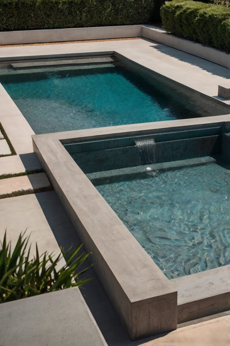 Modern Concrete Minimalism semi-inground pool
