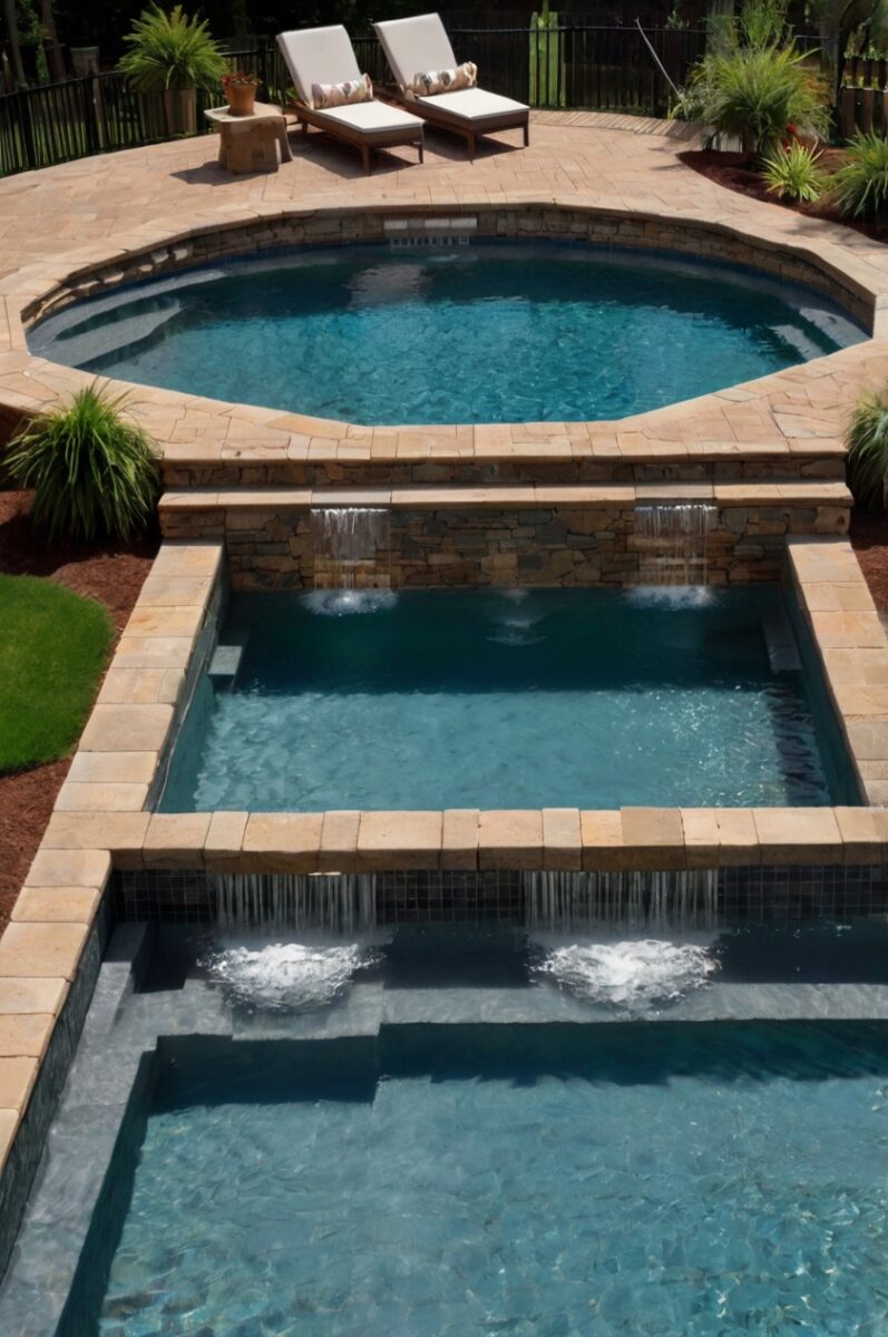 Multi-Level Pool Designs for semi inground pool