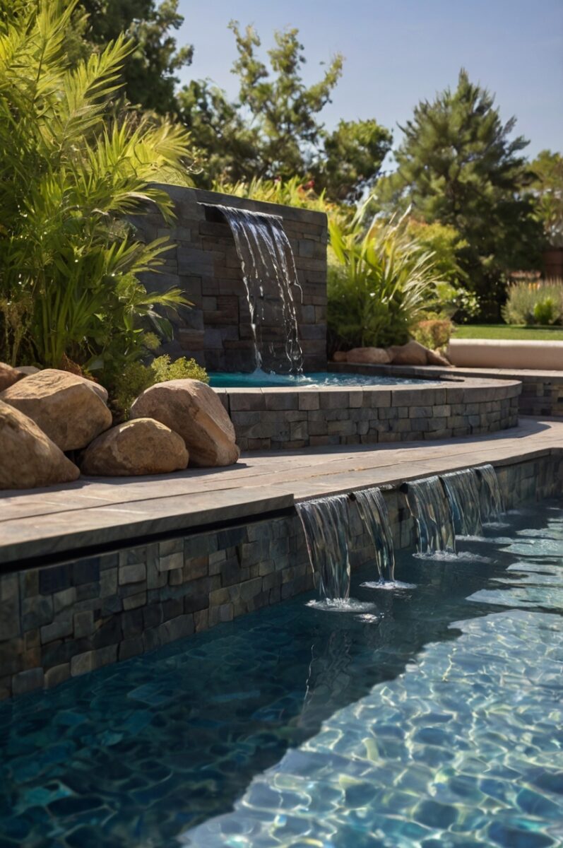 Creative Water Features in semi inground pool