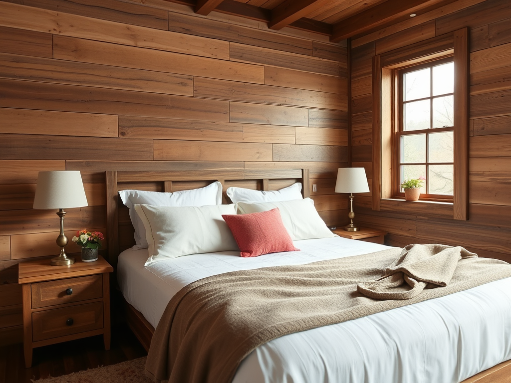 Rustic reclaimed wood shiplap for bedroom