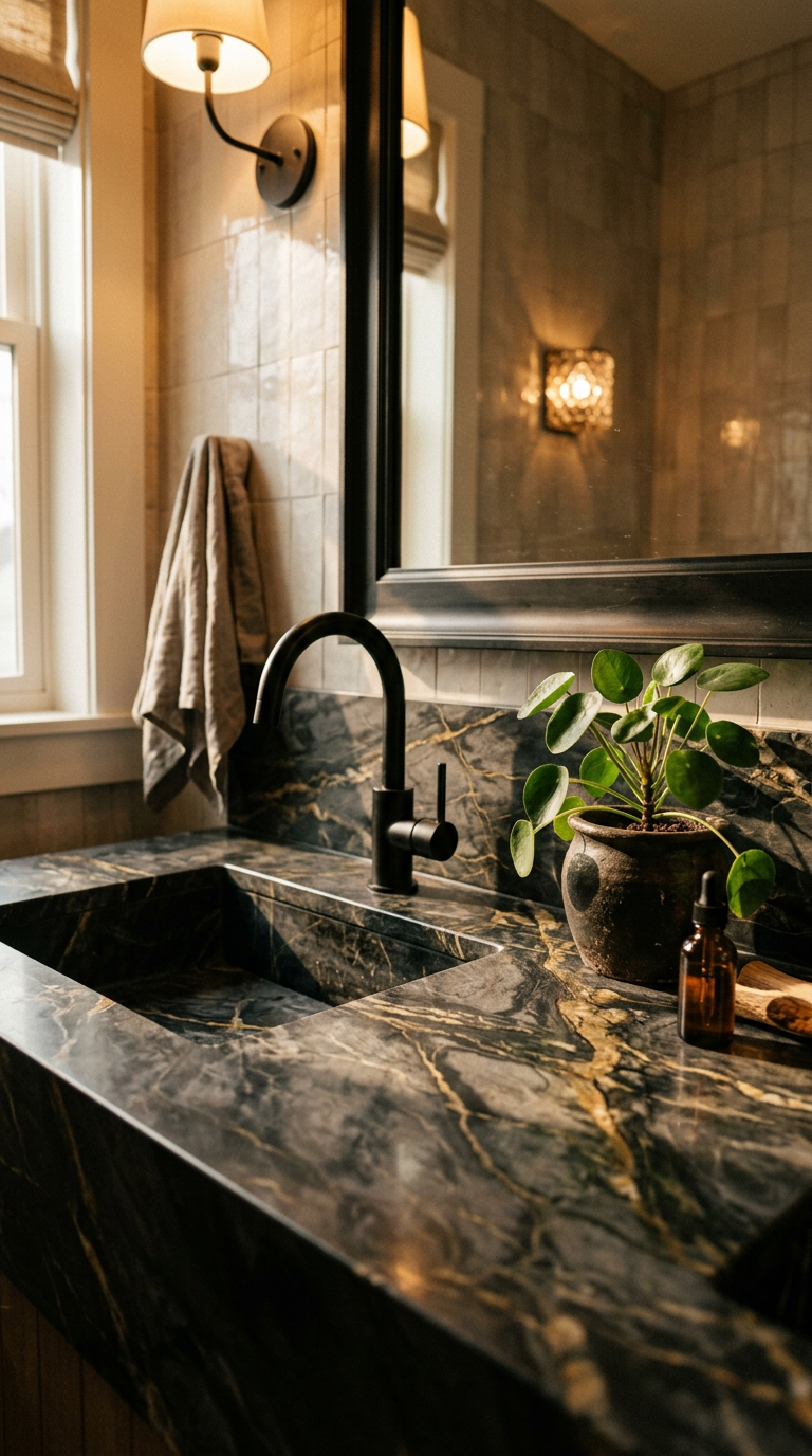 Bring In Dark or Veined Marble for the Counter