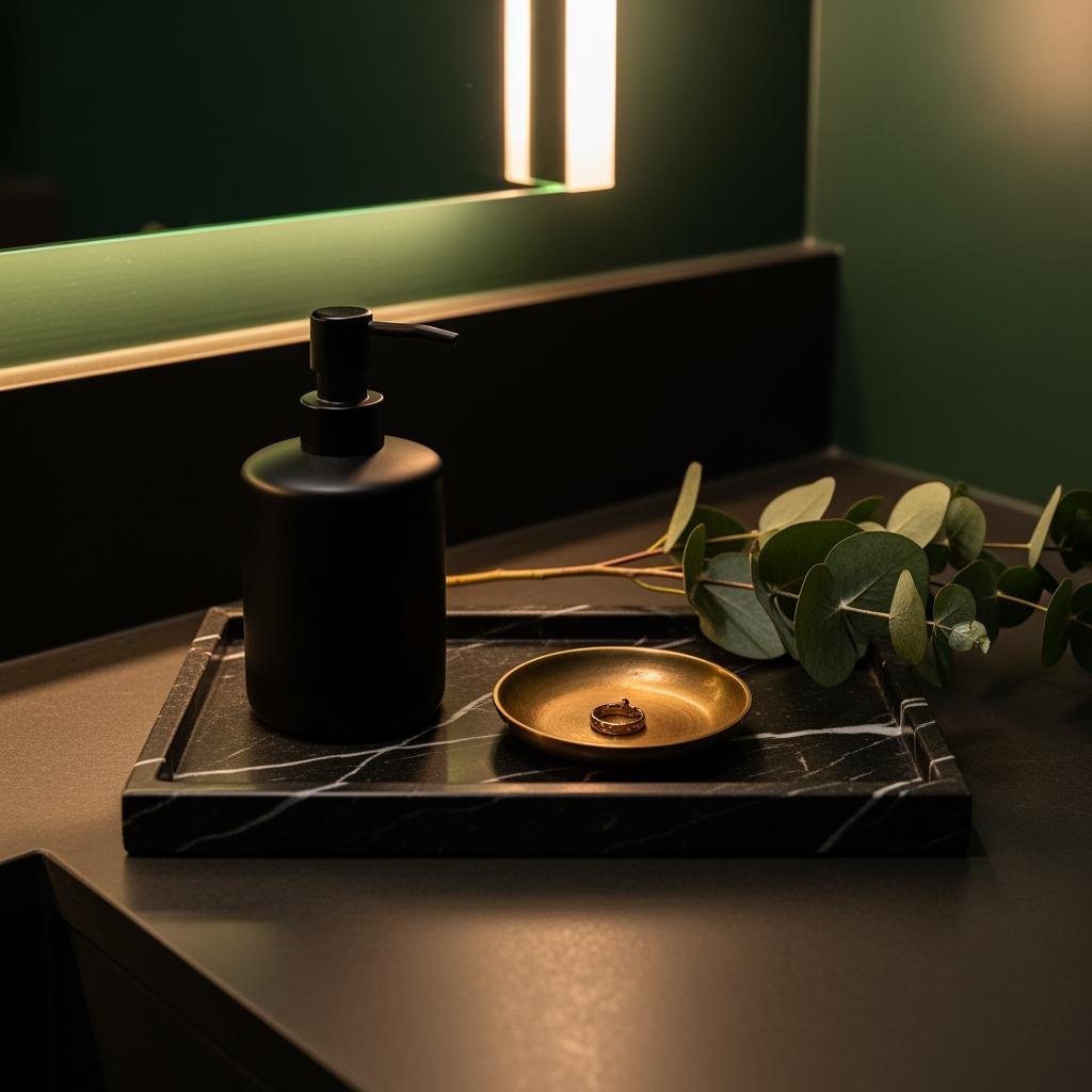 Introduce a Luxurious Dark or Metallic Soap Dish and Tray
