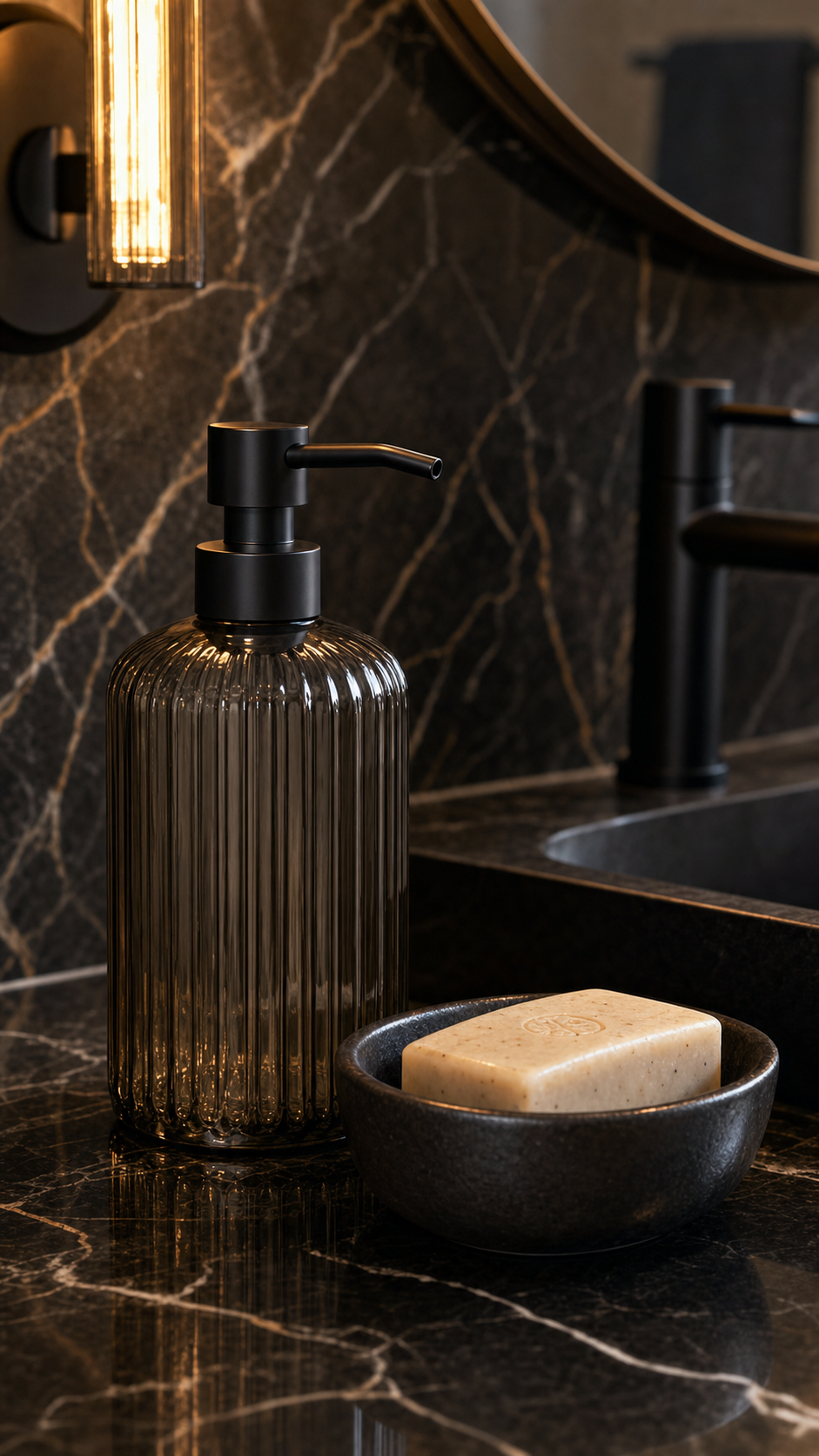 Introduce a Luxurious Dark or Metallic Soap Dish and Tray
