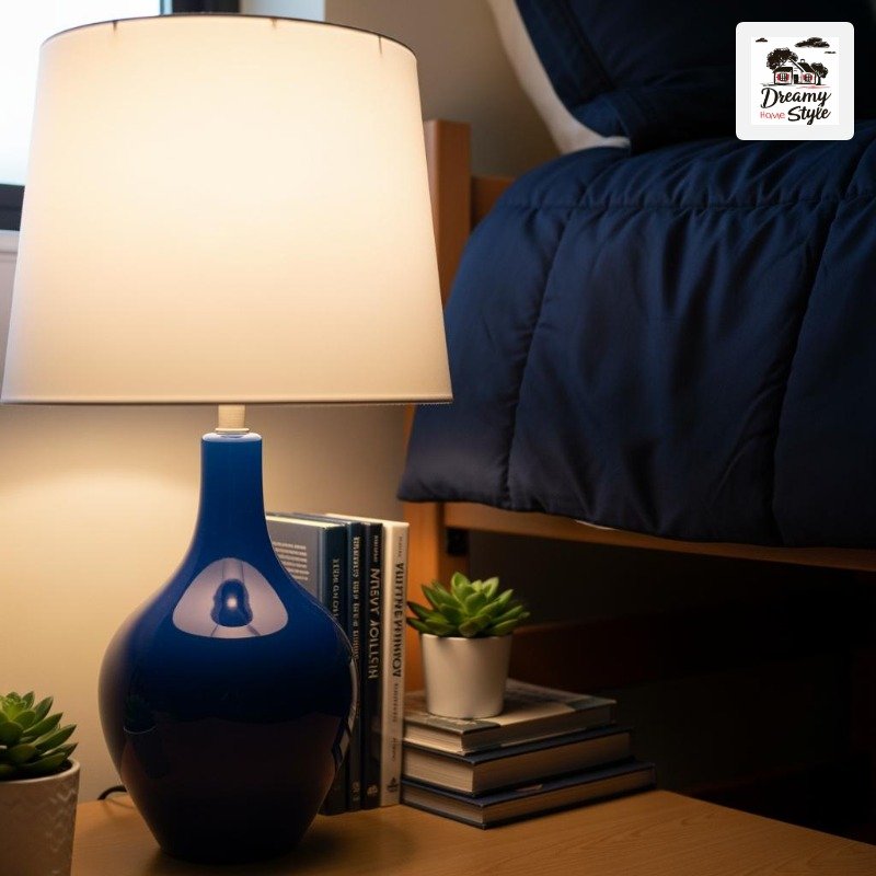 Bring In a Thrifted Blue Lamp for Your Desk (Overhead Light Is Still the Enemy)