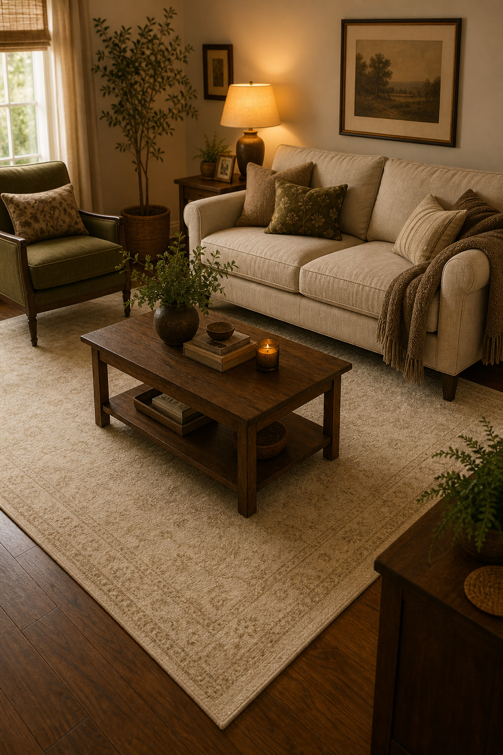 Bring In a Large Area Rug (Not a Small One)