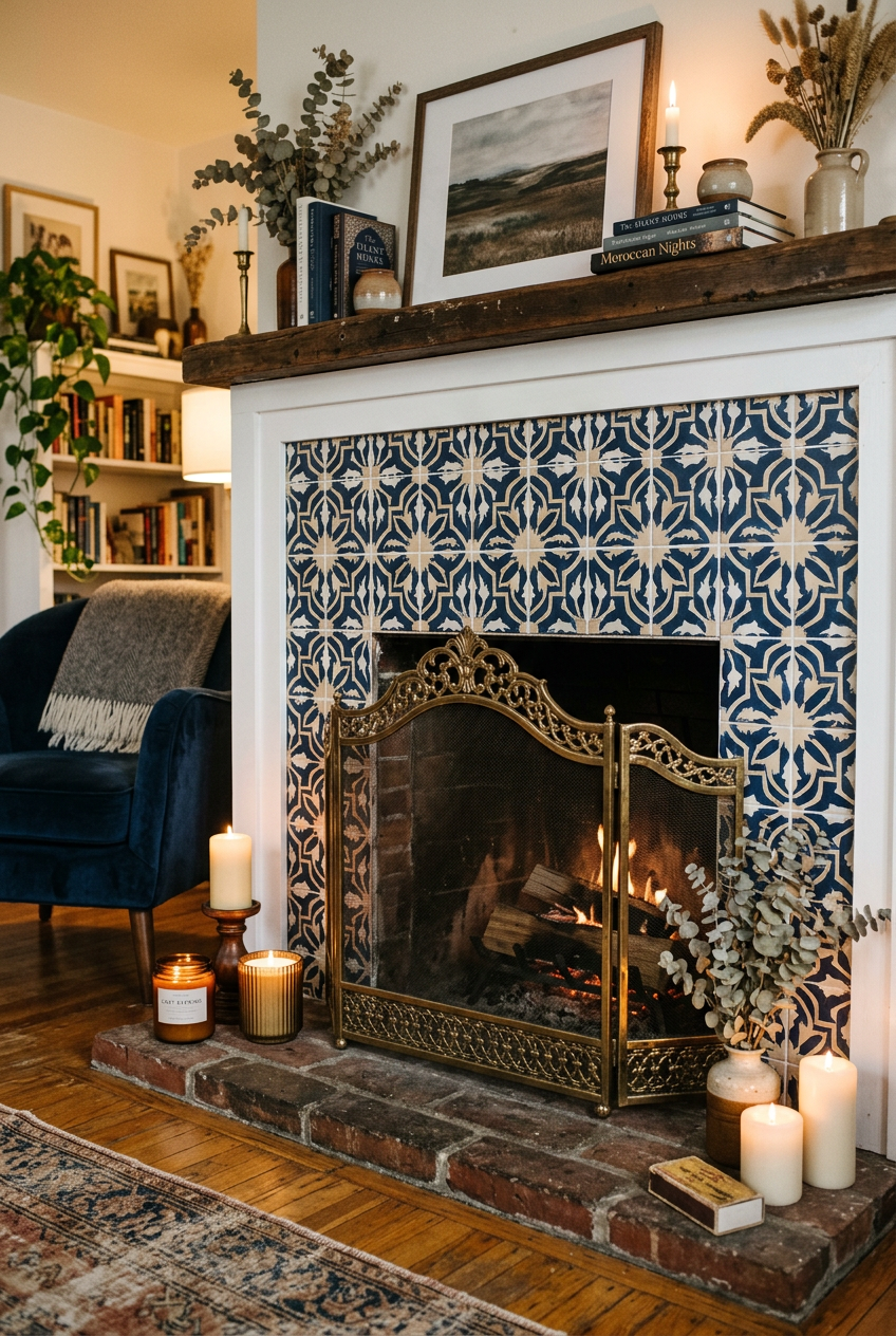 Using Tile Stickers on the Firebox Surround for a Completely New Look