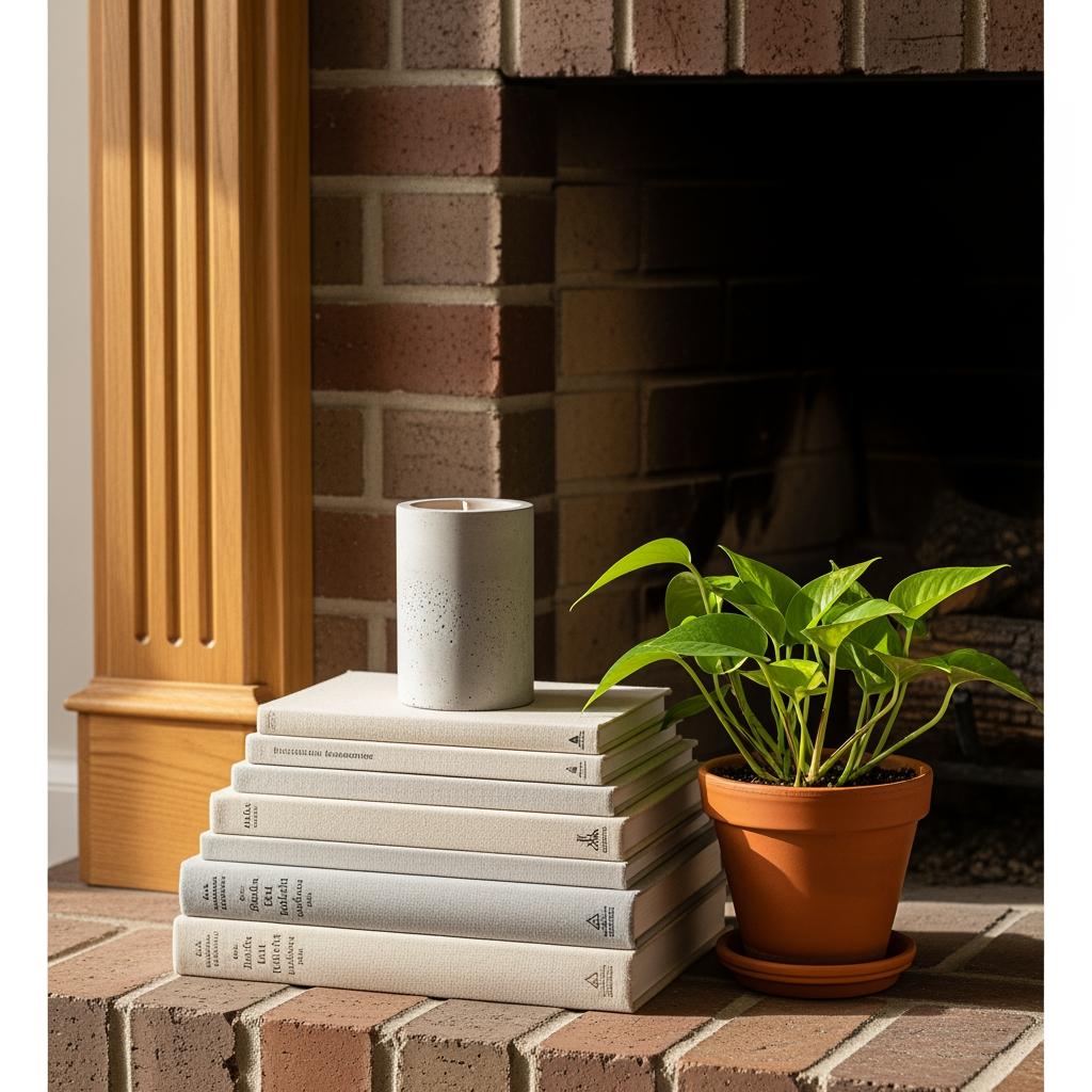 Layering Candles, Plants, and Books for a Lived-In, Styled Hearth