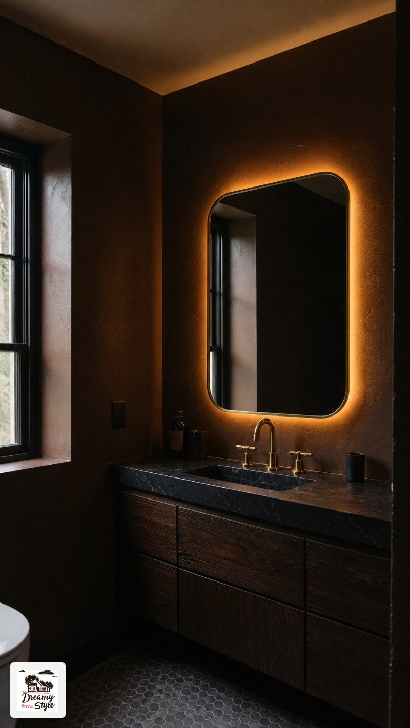 Dark Moody Earth Tones for Bathrooms That Should Feel Like a Cave (Complimentary)