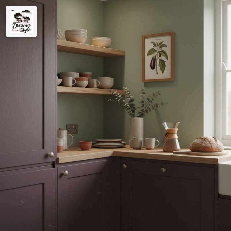 Wall Colors That Live Happily Next to Aubergine Cabinets