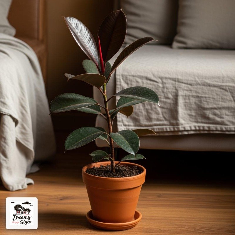 Rubber Plant: That Deep Burgundy Is Doing a Lot of Work