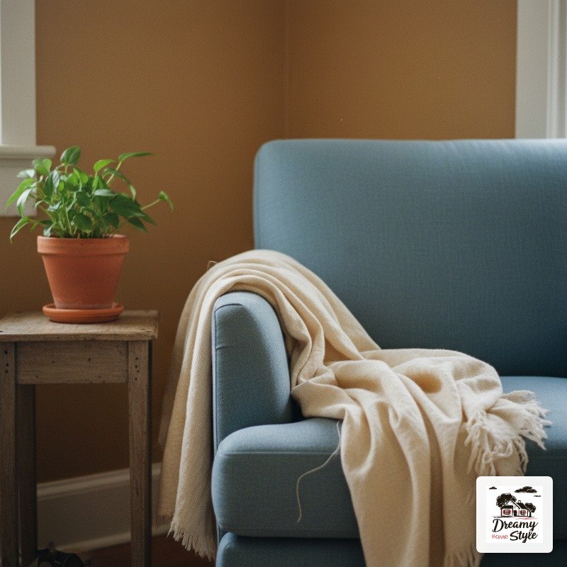 Caramel Brown + Dusty Blue + Warm White