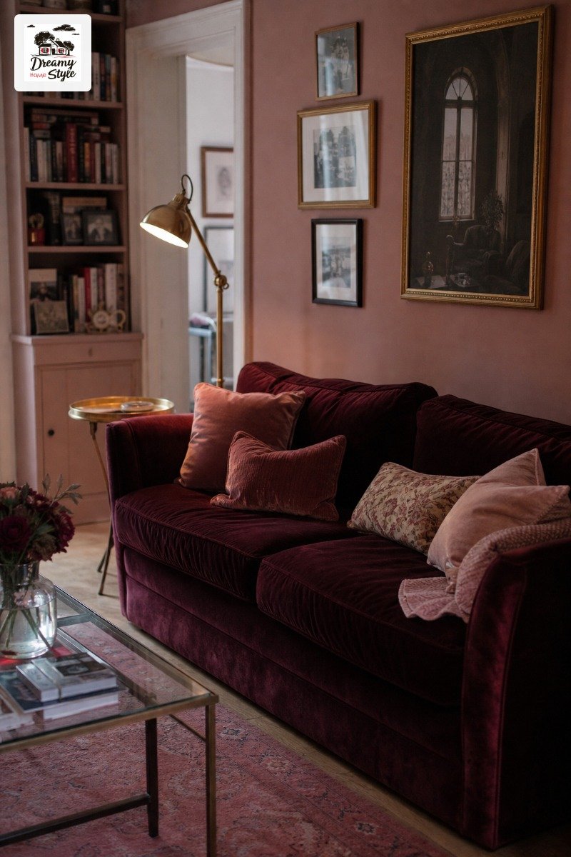 Deep Burgundy + Blush Pink + Warm Brass